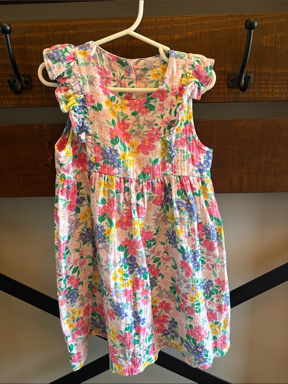 Angel Dear Pink Floral Ruffle Sleeve Dress